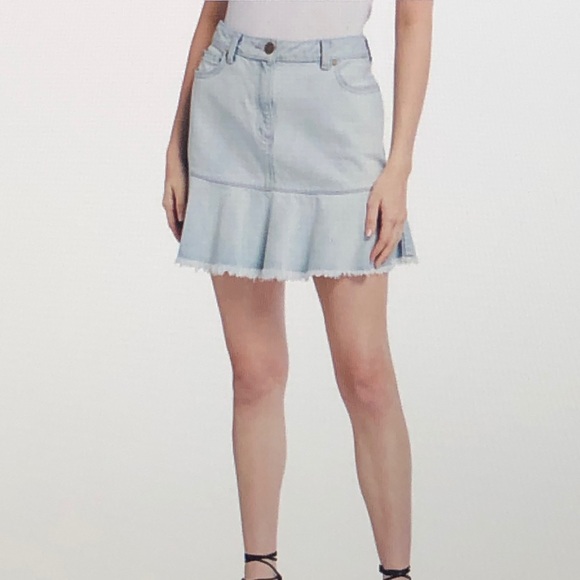 NWT Michael Kors Flounce Denim Skirt - Picture 1 of 13